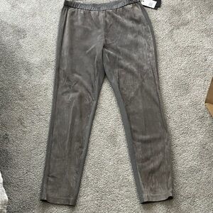 NEW! $1,199 Lafayette 148 New York Gray Suede Panel Pants size L